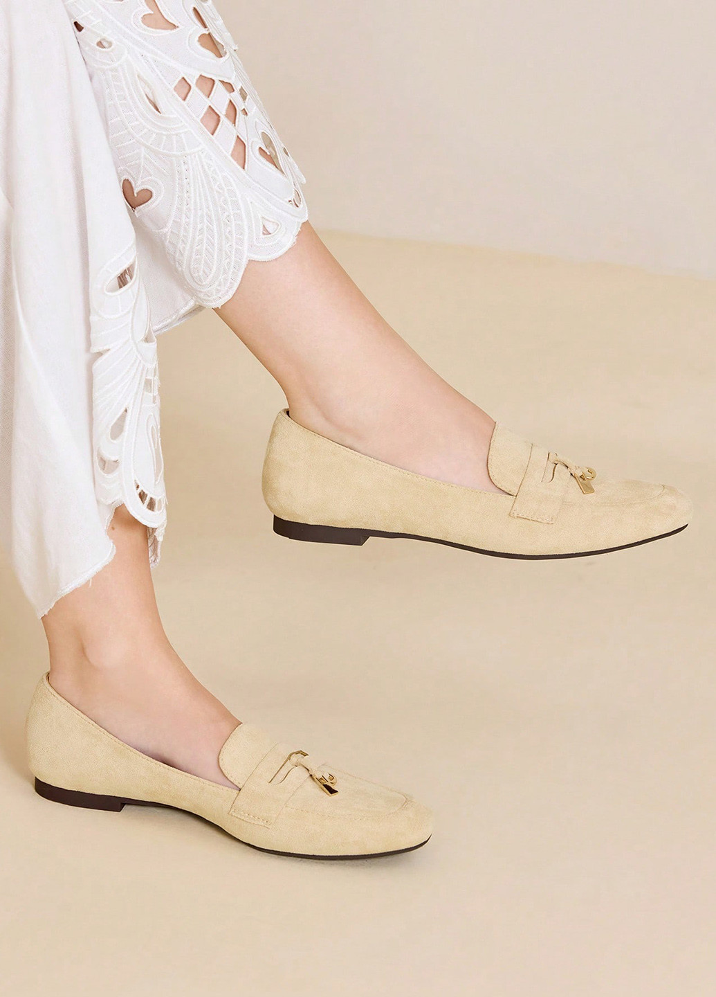 SHEIN Туфлі лофери кремовий з штучна замша, китай — демісезон (366498916)