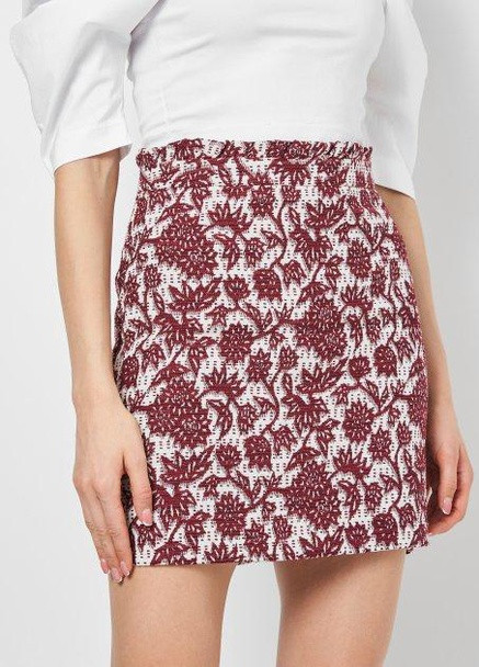 Спідниця,білий в бордові візерунки,Camaïeu Camaieu (255403777)