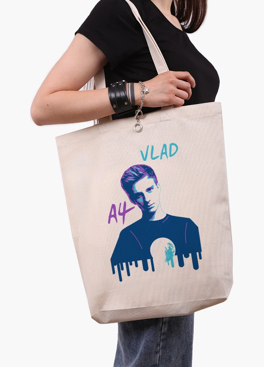 Еко сумка шоппер біла блогер Влад Папір А4 (blogger Vlad A4) (9227-2623-WTD) екосумка шопер 41*39*8 см MobiPrint (216642167)