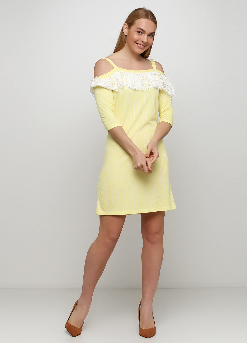 Желтое кэжуал платье Made in Italy в полоску