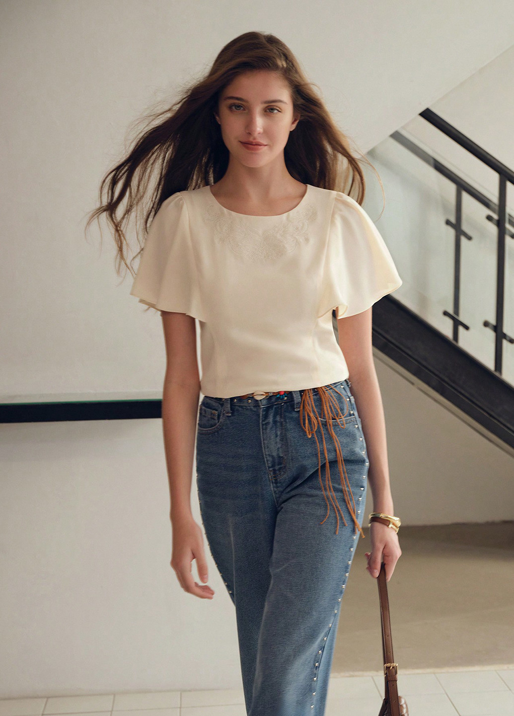 Кремовая блуза SHEIN