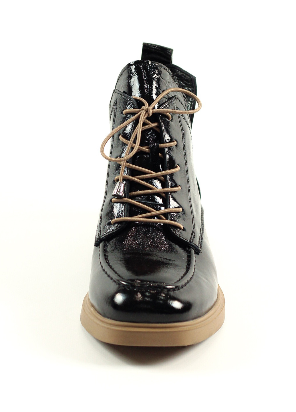 Осенние ботинки лаковые демисезонные черно-коричневые Guero