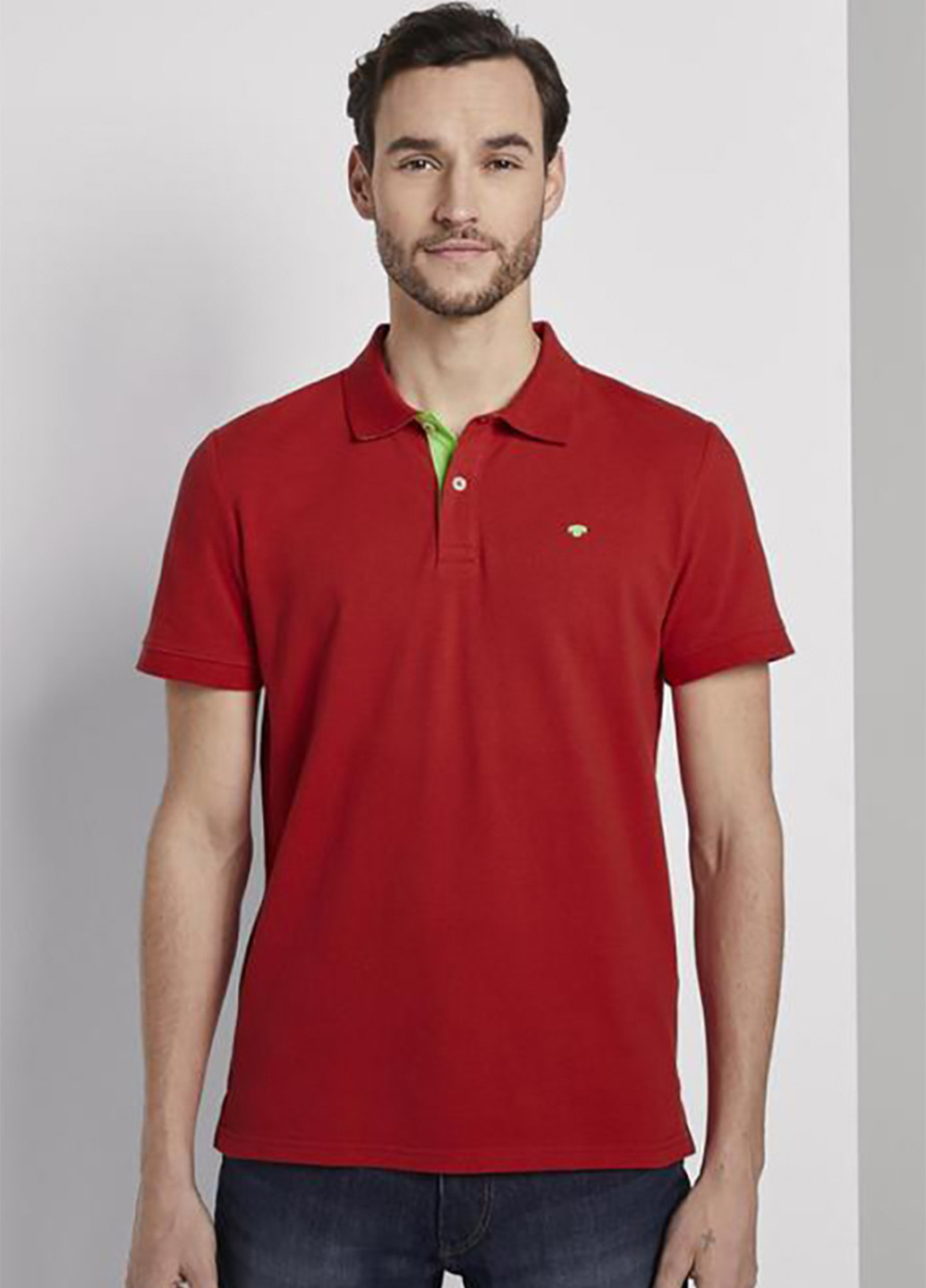 Красная футболка-поло для мужчин Tom Tailor однотонная