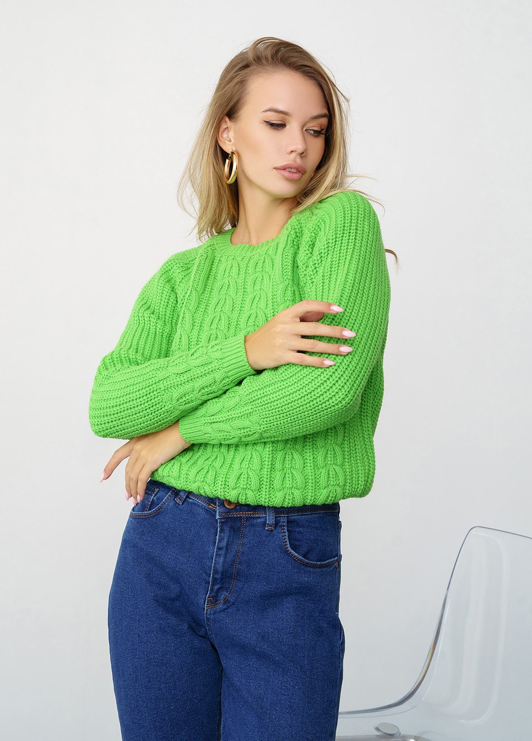 Салатовый зимний свитер женский джемпер ISSA PLUS WN20-334