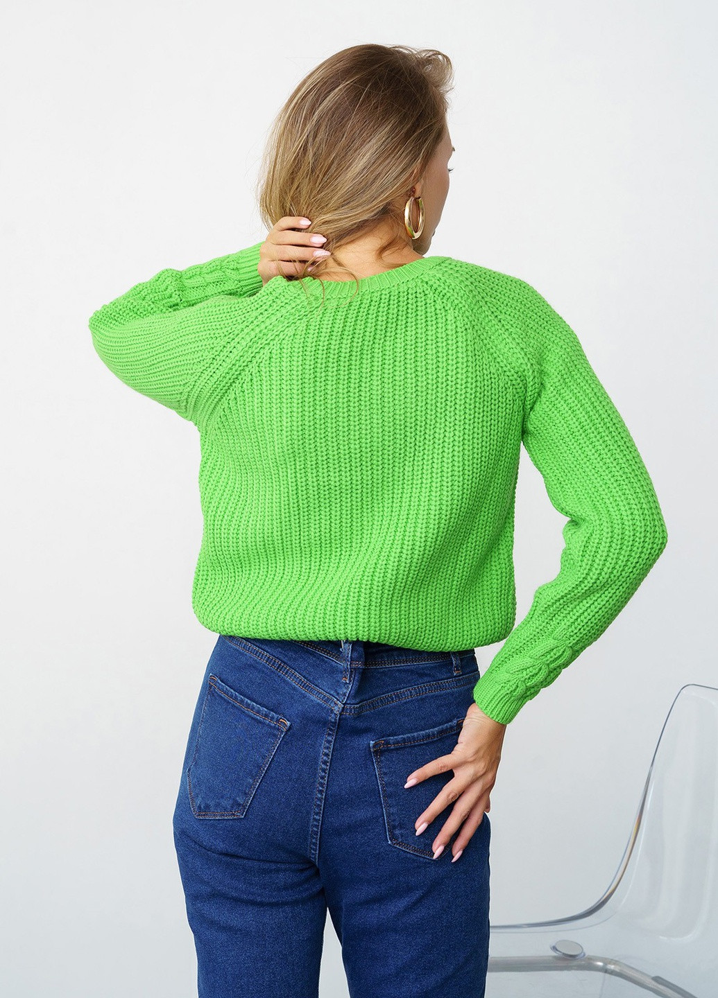 Салатовий зимовий светр жіночий джемпер ISSA PLUS WN20-334