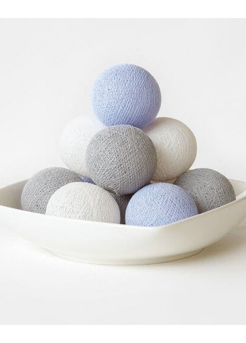 Гирлянда из ниточных шариков CBL Lavender Grey 20 шт, 3.7 м Cotton Ball Lights 1324 (252644127)