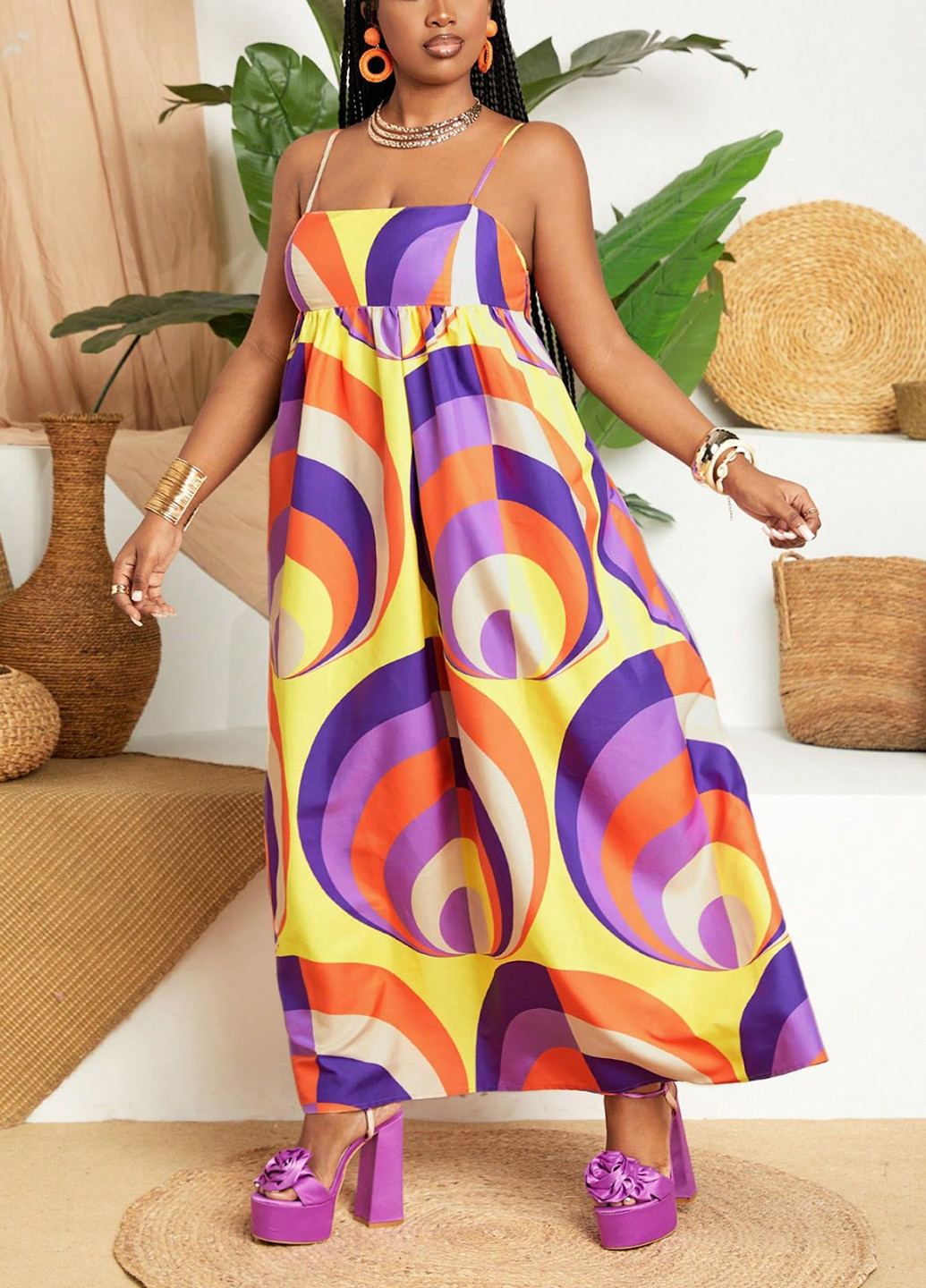 Комбінована кежуал сукня а-силует SHEIN з геометричним візерунком