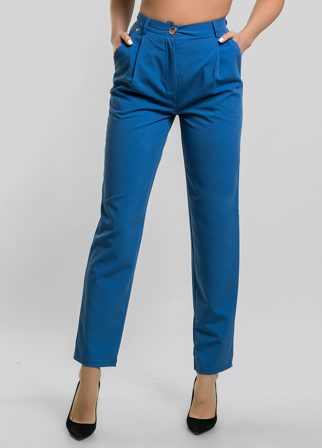 Голубые кэжуал демисезонные брюки Azuri