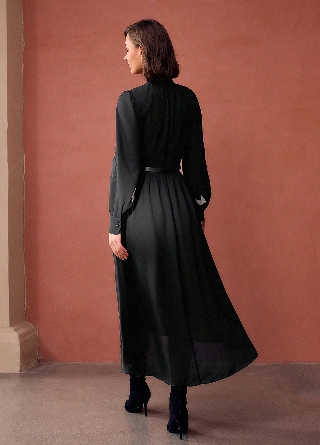 Чорна вечірня, кежуал сукня SHEIN однотонна