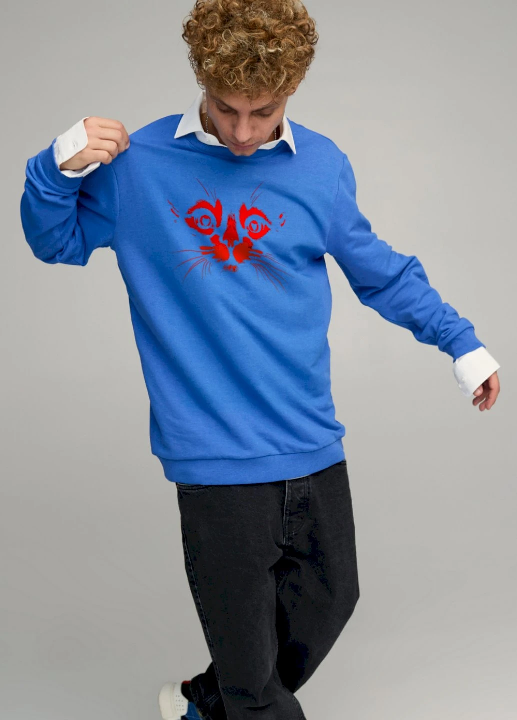 Блакитний світшот чоловічий oversize /no flis/ YAPPI (252386095)