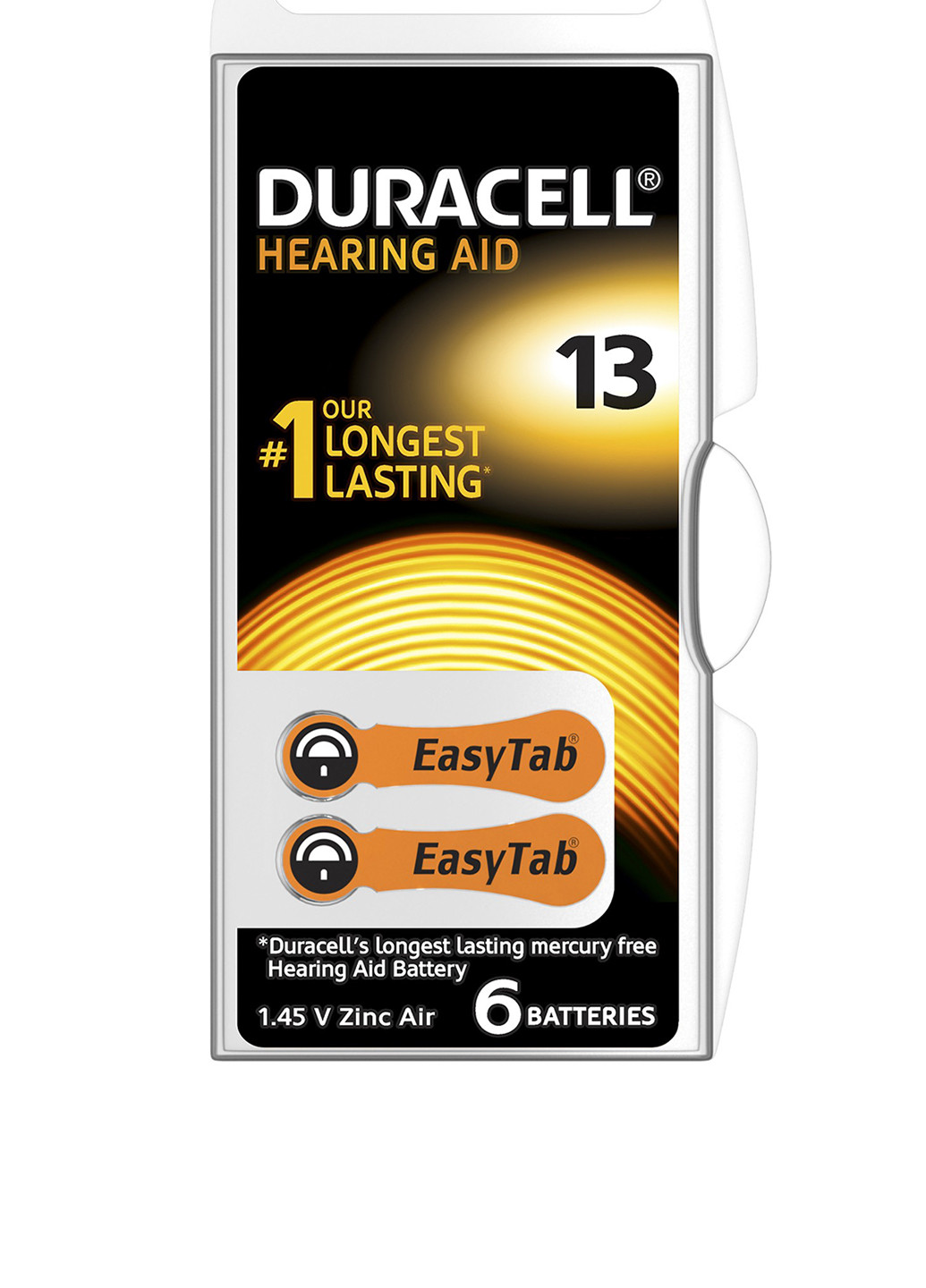 Батарейки для слуховых аппаратов размер 13, 6 шт Duracell (52586304)