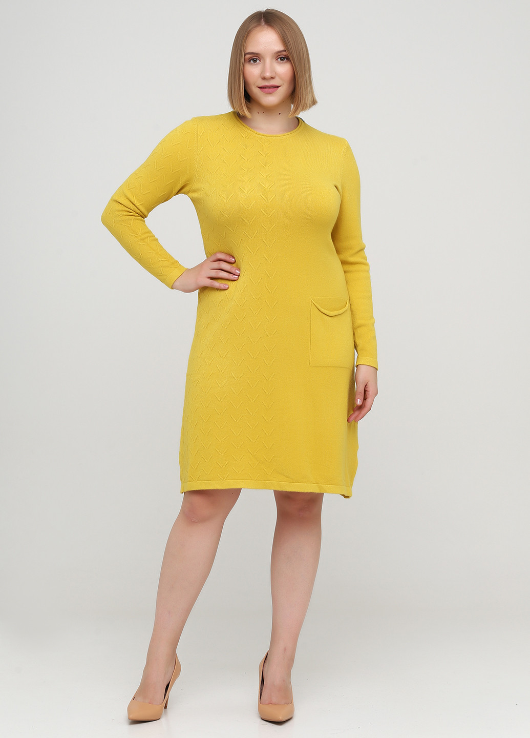 Жовтий кежуал сукня сукня светр Hostar однотонна