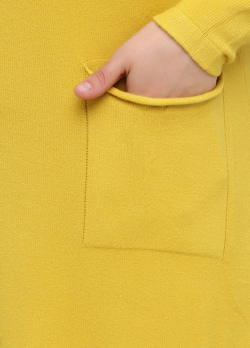 Желтое кэжуал платье платье-свитер Hostar однотонное