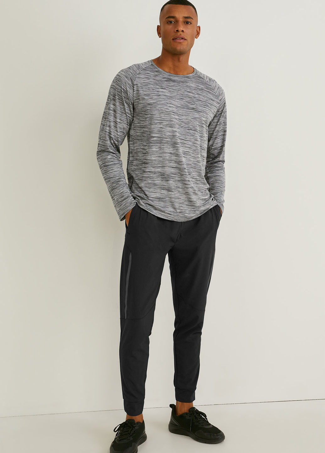 Лонгслів C&A меланж сірий спортивні, кежуали поліестер, трикотаж