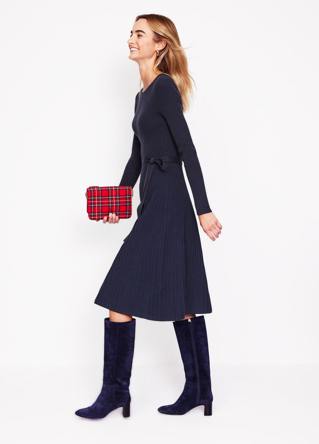 Темно-синя кежуал сукня кльош Boden однотонна