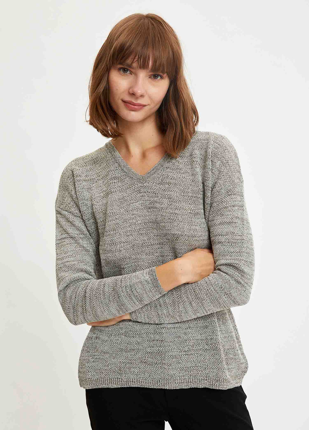 Серый демисезонный полувер пуловер DeFacto