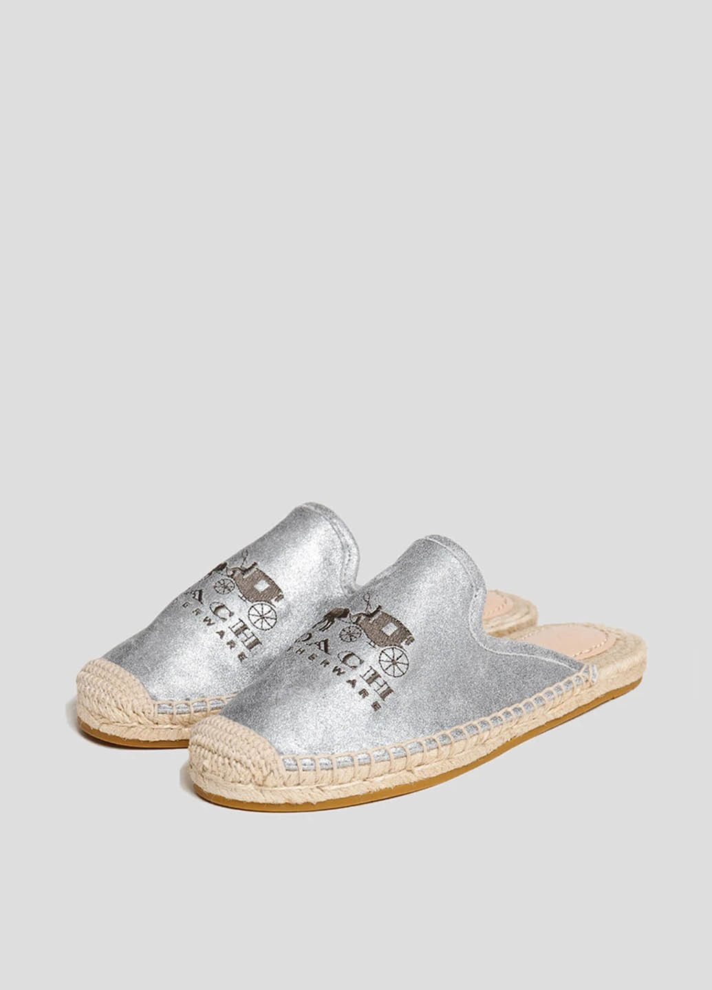 Серебряные эспадрильи Coach однотонный вышивка, логотип (308802825)