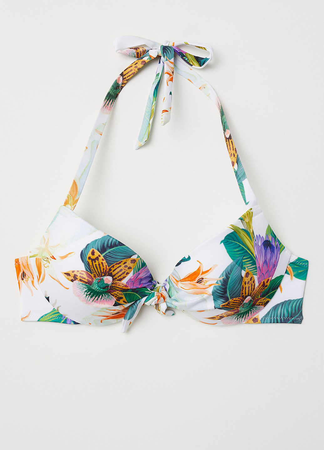 Купальный лиф H&M бикини цветочный бесцветный пляжный полиамид