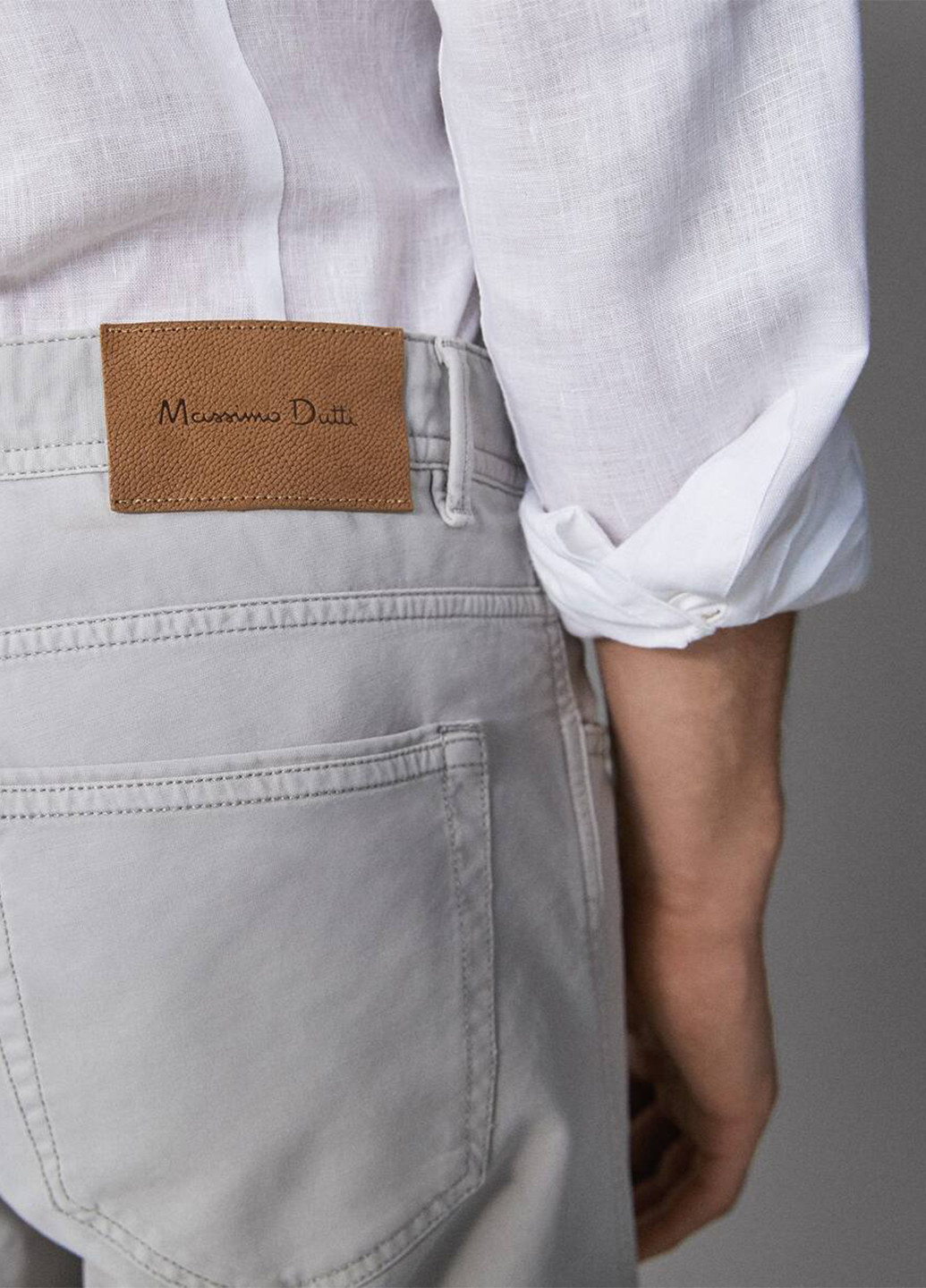Светло-серые кэжуал демисезонные прямые брюки Massimo Dutti