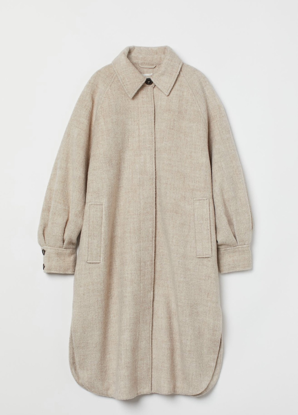 Бежевое демисезонное Пальто с шерстью пальто-рубашка H&M