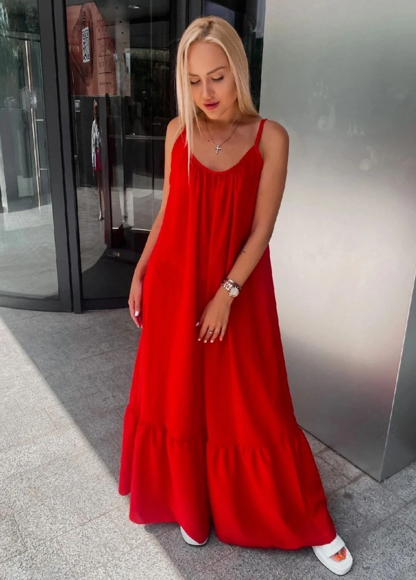 Красное коктейльное сарафан FashionYouWant однотонное