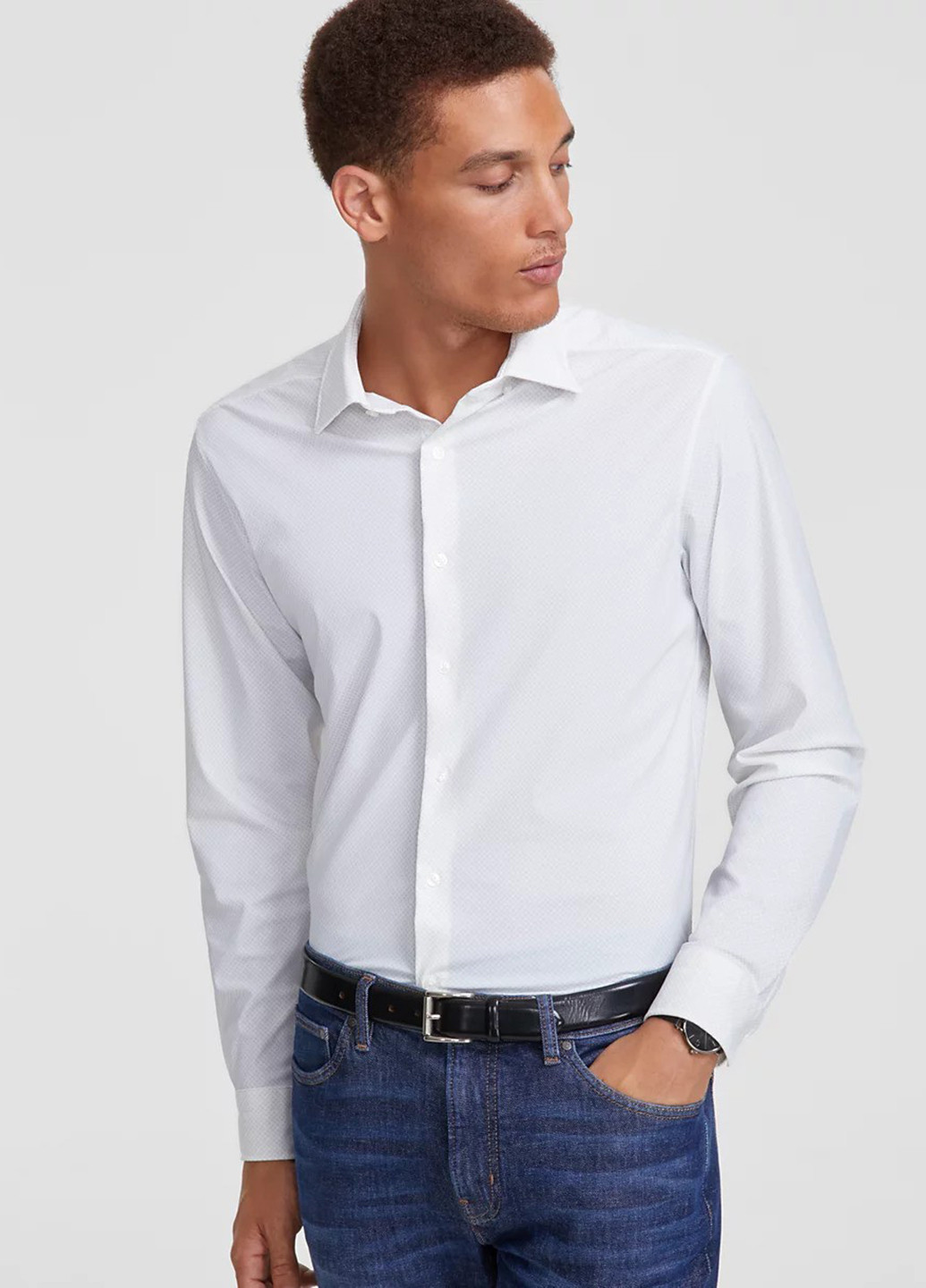 Серая классическая рубашка однотонная Michael Kors