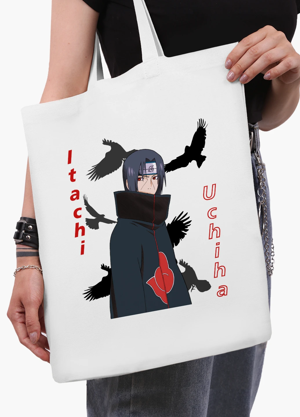 Эко сумка шоппер белая Итачи Учиха (Itachi Uchiha) (9227-2821-WT2) Еко сумка шоппер біла 41*35 см MobiPrint (221682936)