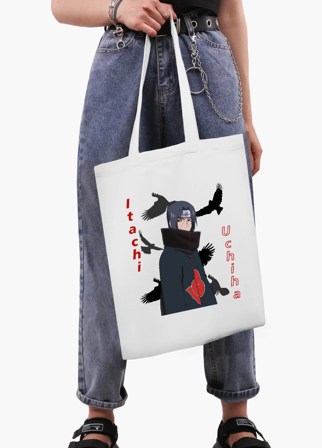Эко сумка шоппер белая Итачи Учиха (Itachi Uchiha) (9227-2821-WT2) Еко сумка шоппер біла 41*35 см MobiPrint (221682936)