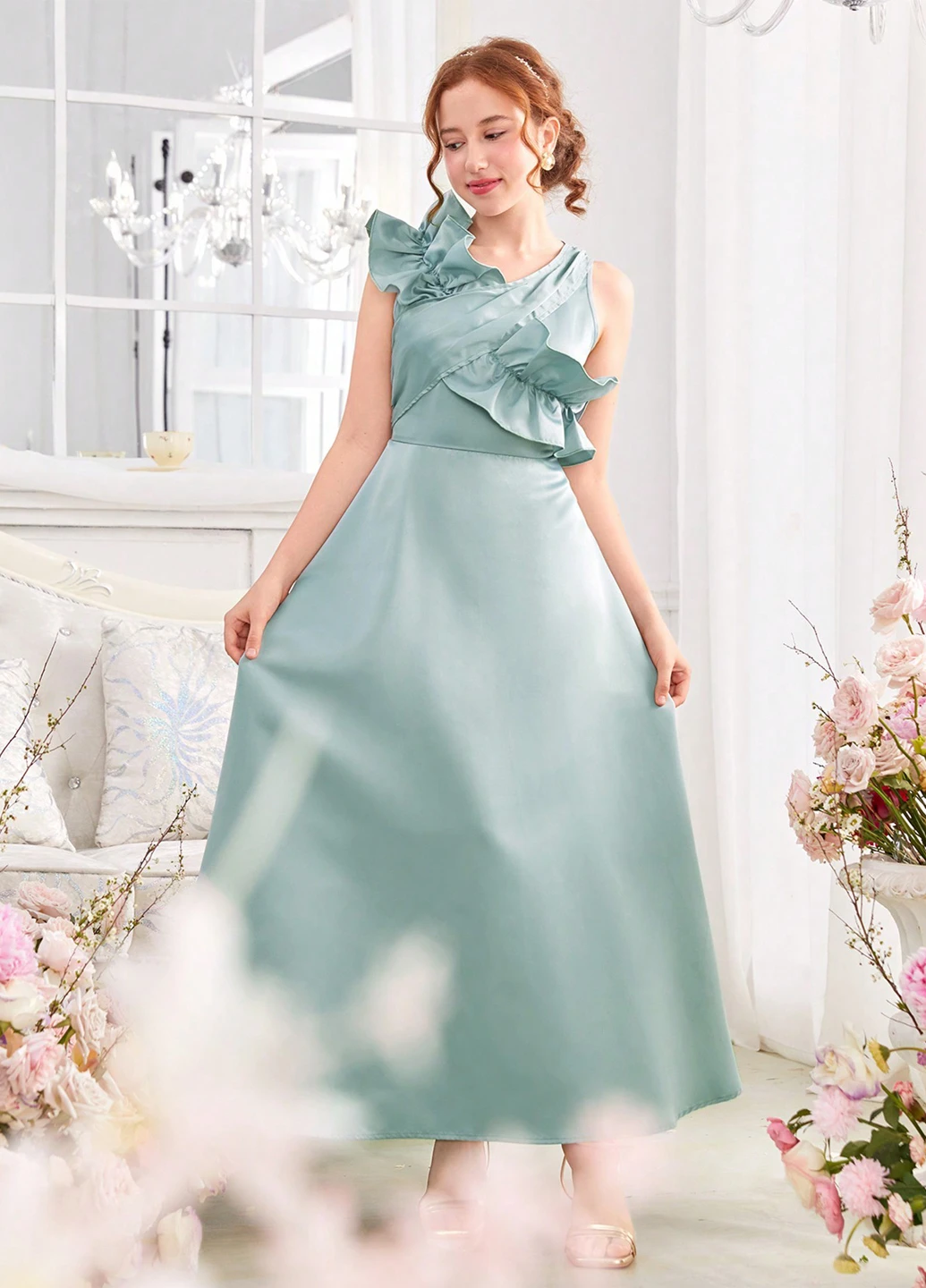 Сіро-зелена сукня SHEIN (325263864)