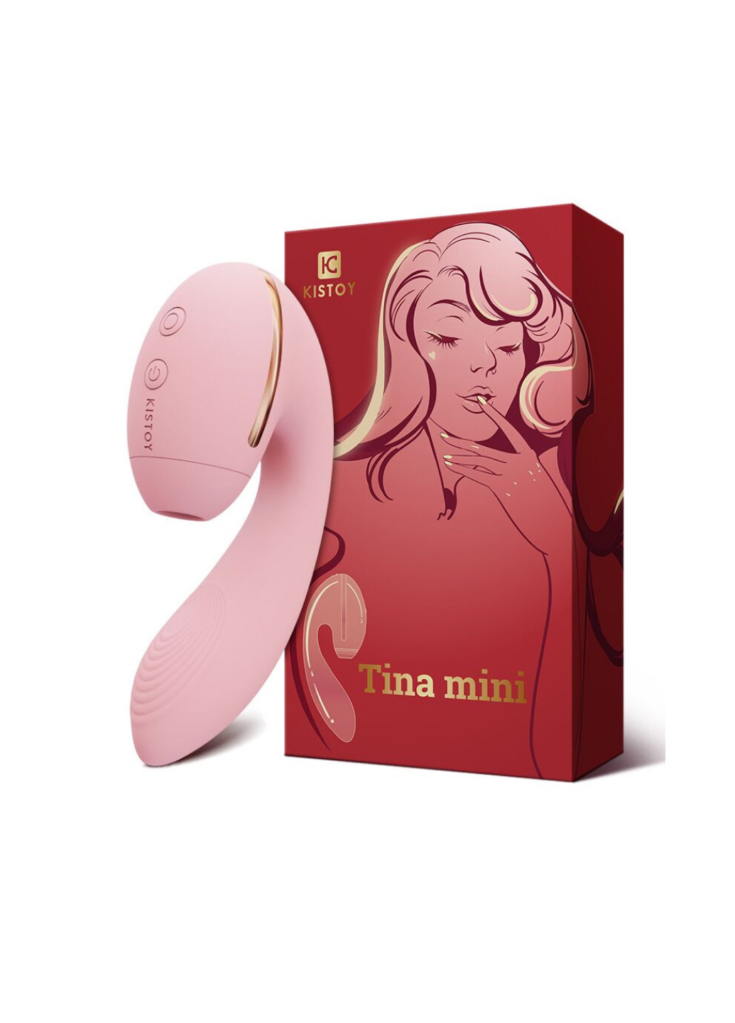 Вакуумный вибратор Kistoy Tina Mini Pink, вагинально-клиторальный KissToy (252202447)