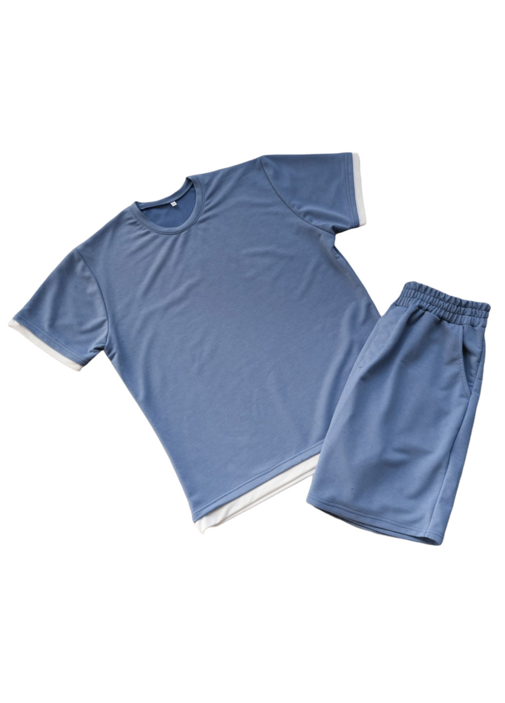 Голубой базовый костюм (футболка и шорты) ShopnGo