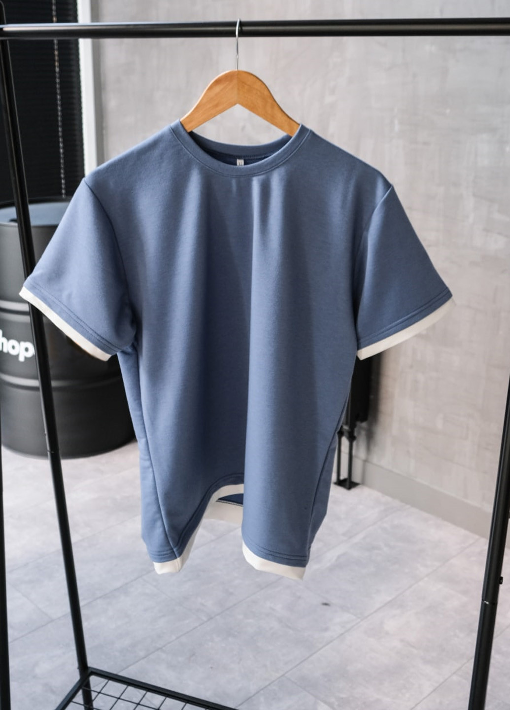 Голубой базовый костюм (футболка и шорты) ShopnGo