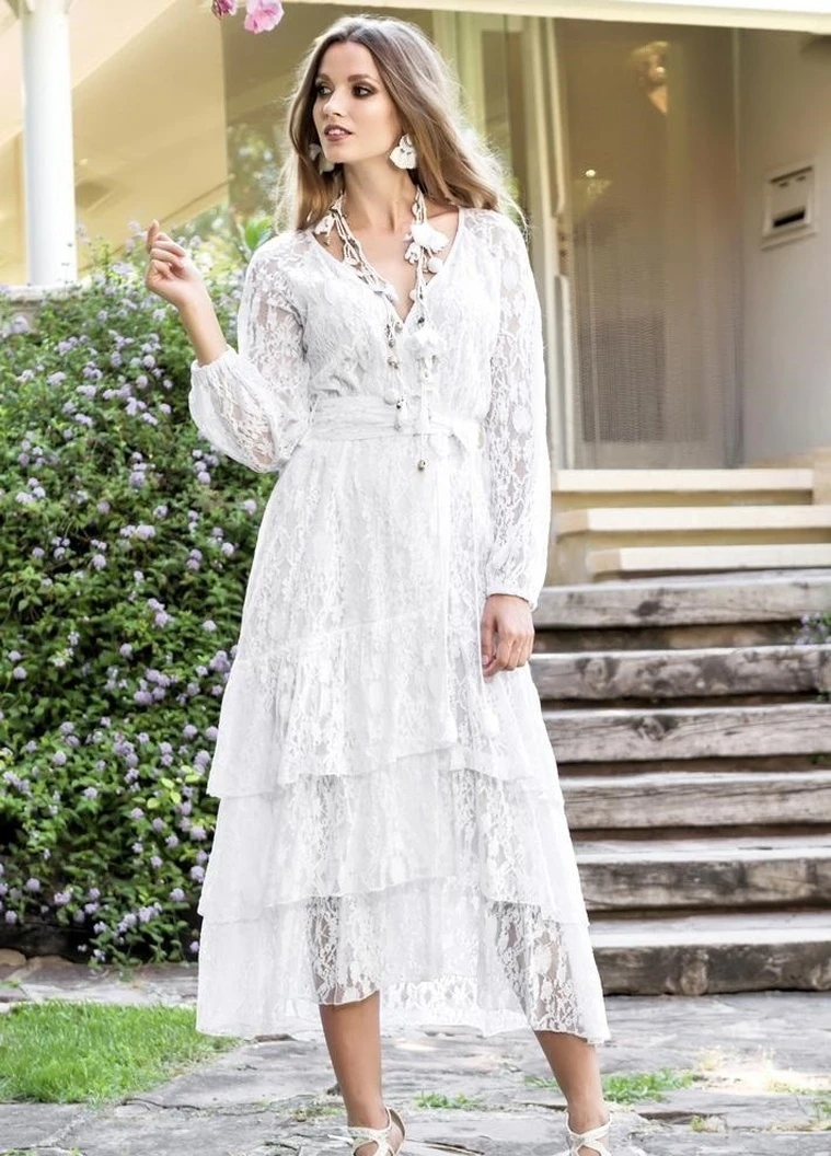 Білий пляжна сукня а-силует COTTON однотонна
