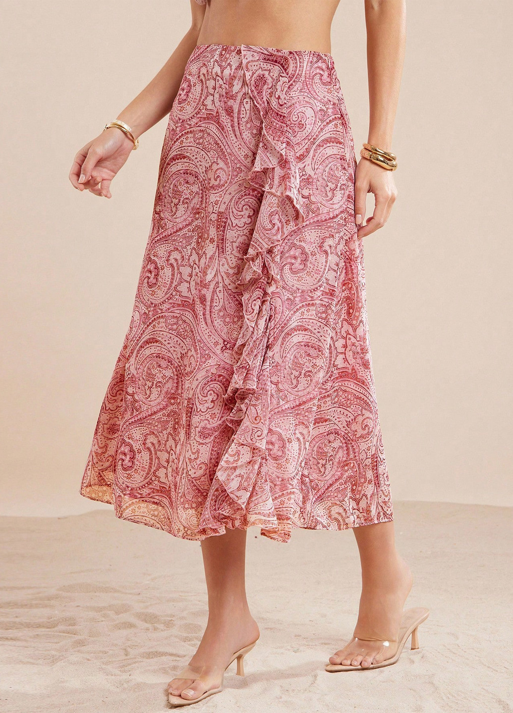 Разноцветная кэжуал "турецкие огурцы" юбка SHEIN а-силуэта (трапеция)