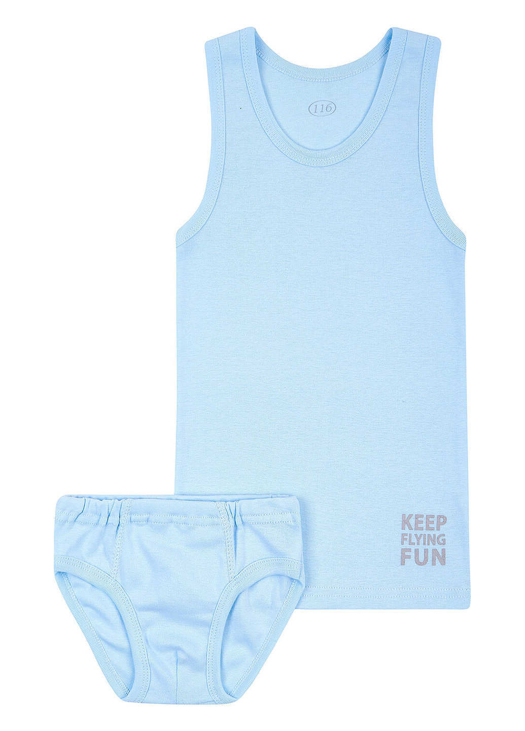 Блакитний демісезонний комплект (майка, труси) Фламинго