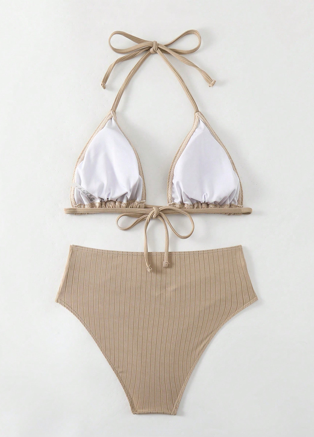 Бежевый летний купальник (бюстгалтер, трусики) раздельный SHEIN