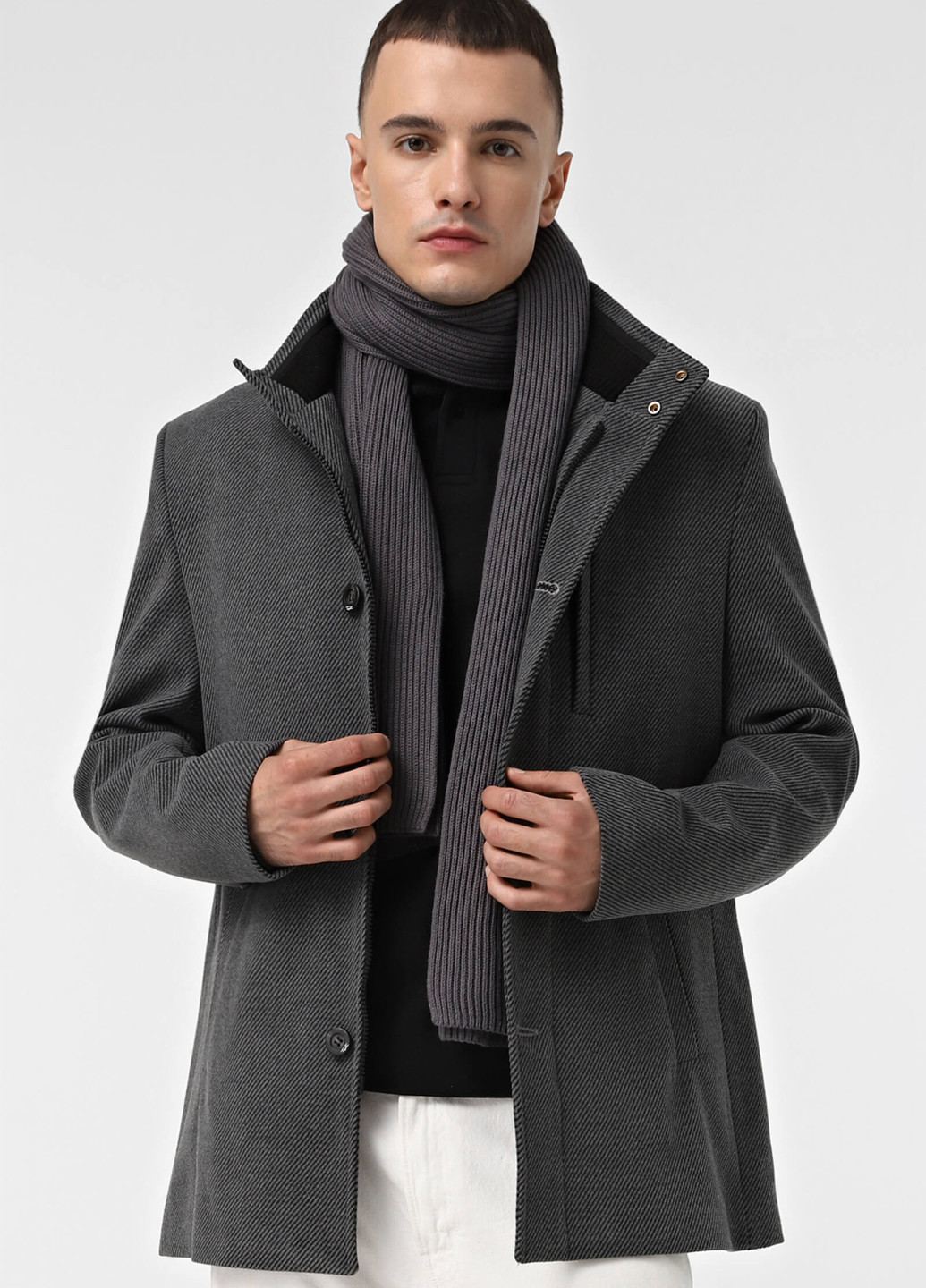 Сіре демісезонне Пальто однобортне Sun's House