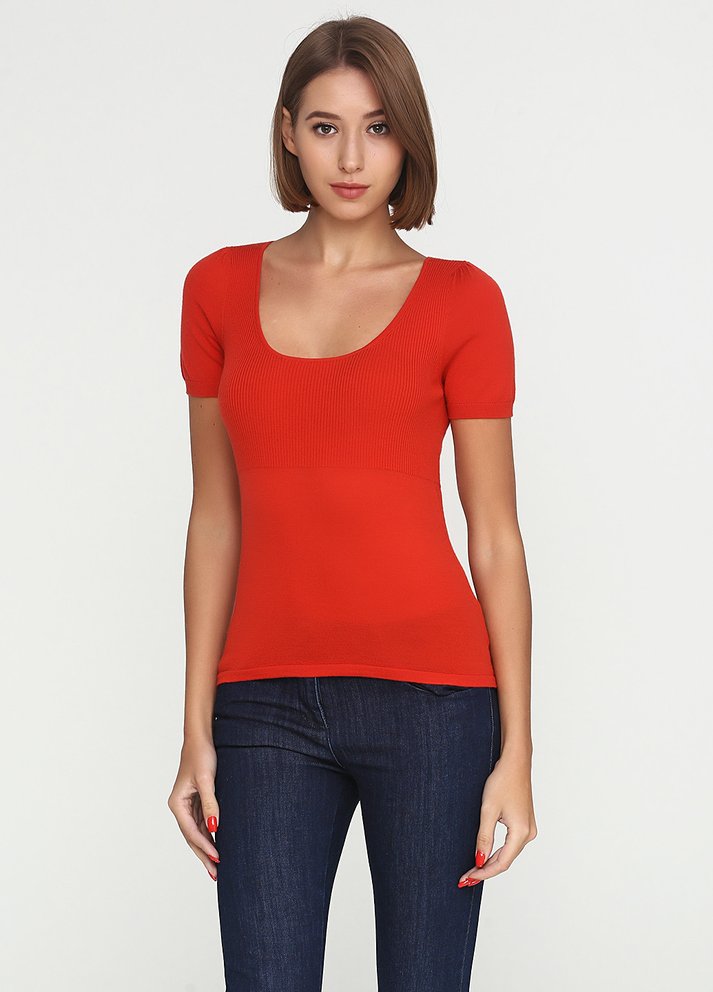 Оранжево-красная демисезон футболка Stefanel