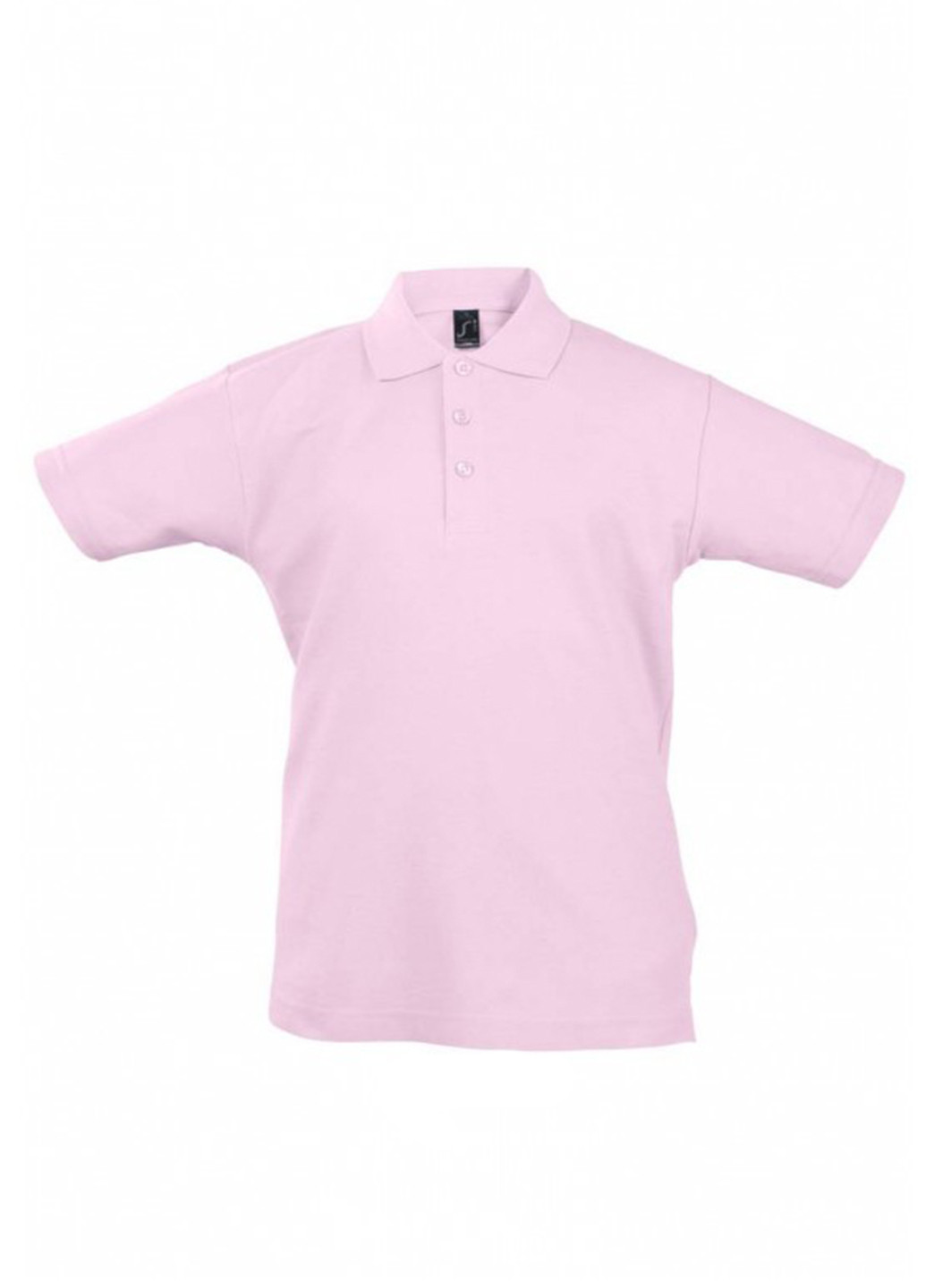 Светло-розовая детская футболка-поло для девочки Sol's однотонная