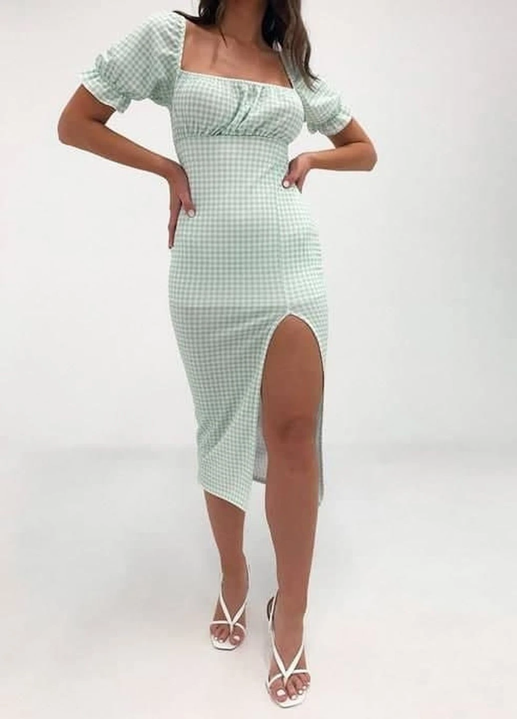 Зеленое кэжуал платье Missguided в клетку