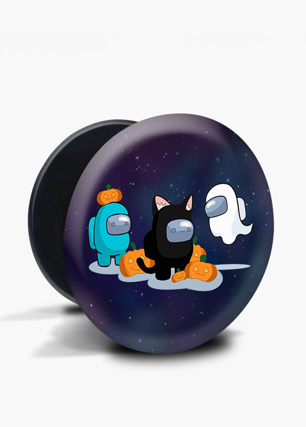 Попсокет (Popsockets) держатель для смартфона Амонг Ас (Among Us) (8754-2420) Черный MobiPrint (216836517)