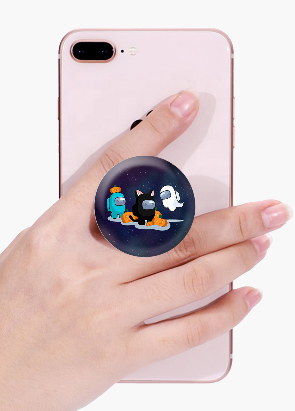Попсокет (Popsockets) держатель для смартфона Амонг Ас (Among Us) (8754-2420) Черный MobiPrint (216836517)