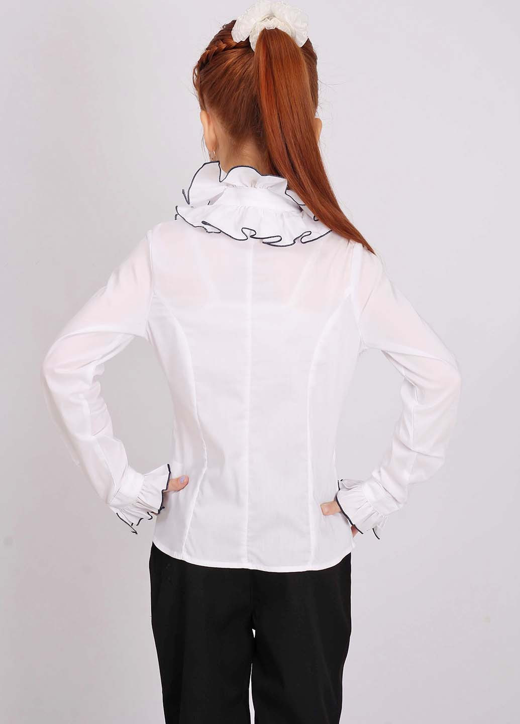 Белая однотонная блузка с длинным рукавом Colabear демисезонная