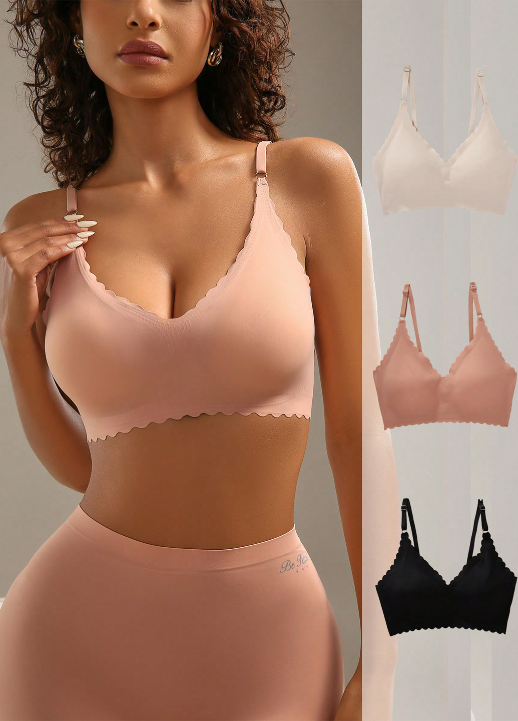 Комбінований безшовний бюстгальтер (3 шт.) SHEIN без кісточок поліамід