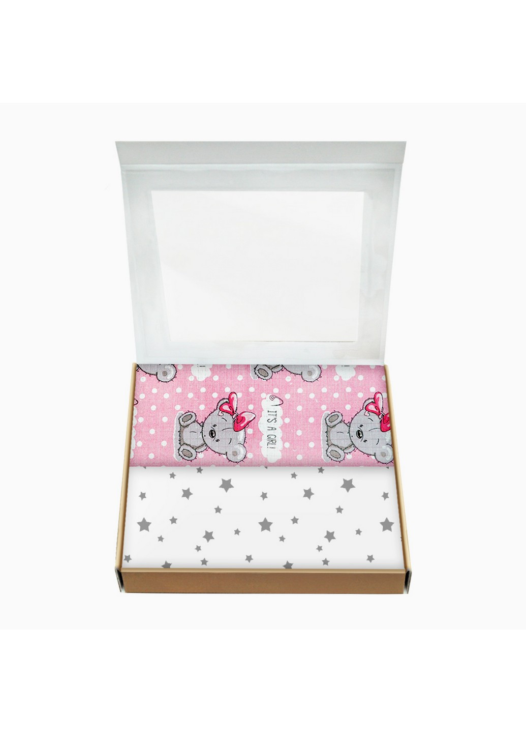 Набір пелюшок бязь GIRL BEAR ROSE STARFALL GREY (2 шт) Cosas (250498723)