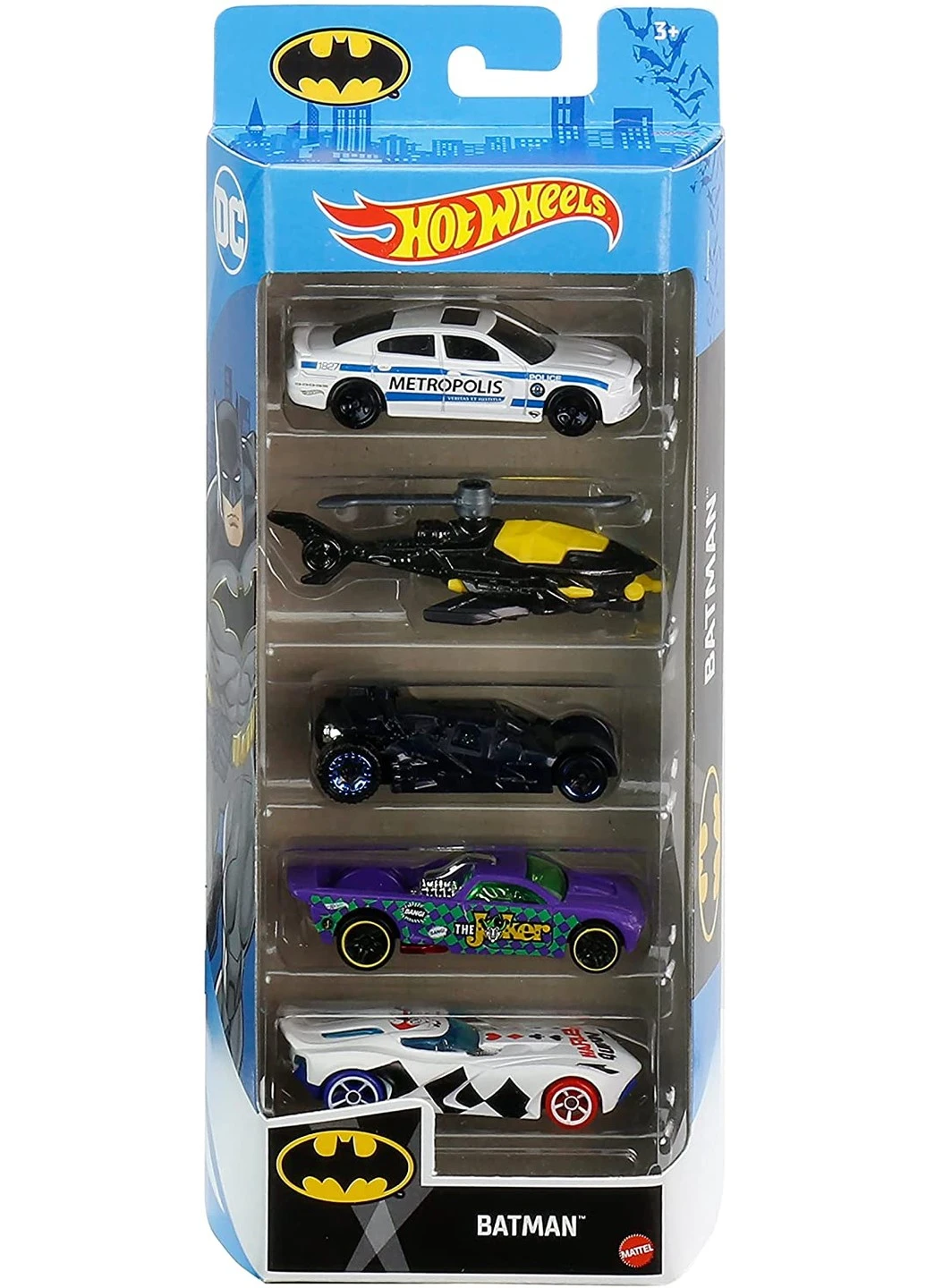 Колекційний набір машинок з 5 шт. Hot Wheels Batman Бетмен (GWW94) Mattel (255665103)