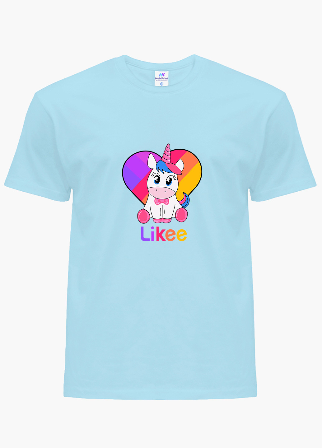 Голубая демисезонная футболка детская лайки единорог (likee unicorn)(9224-1594) MobiPrint