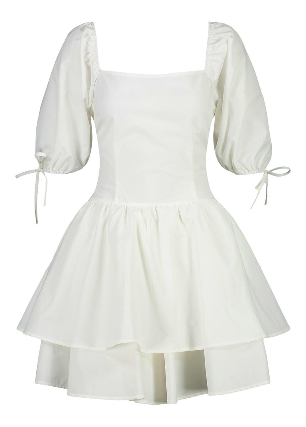 Белое кэжуал платье клеш Boohoo однотонное