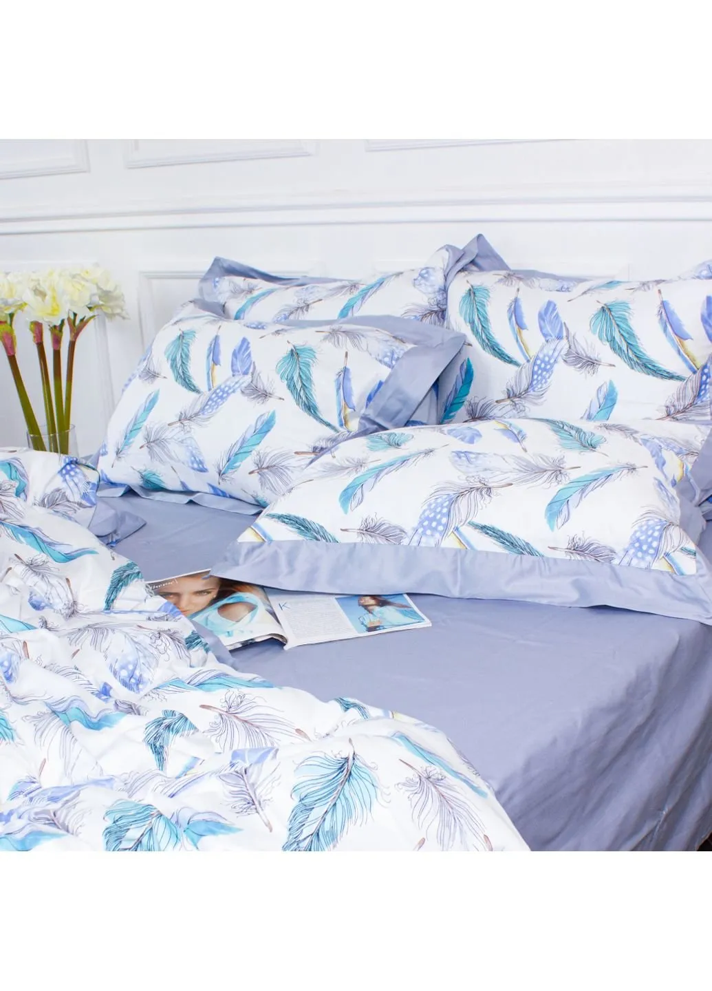 Постільна білизна Satin print Elit Azure Jay 175х210 двоспальний (2200005394267) Mirson (254077165)