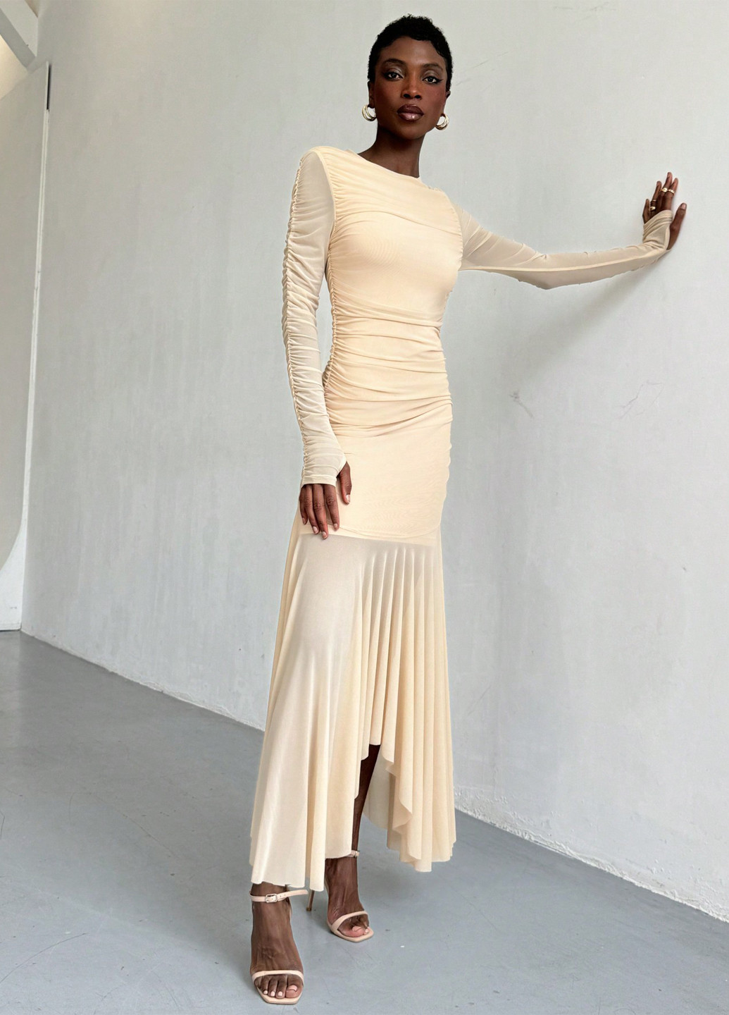 Кремова кежуал сукня силуетна SHEIN однотонна